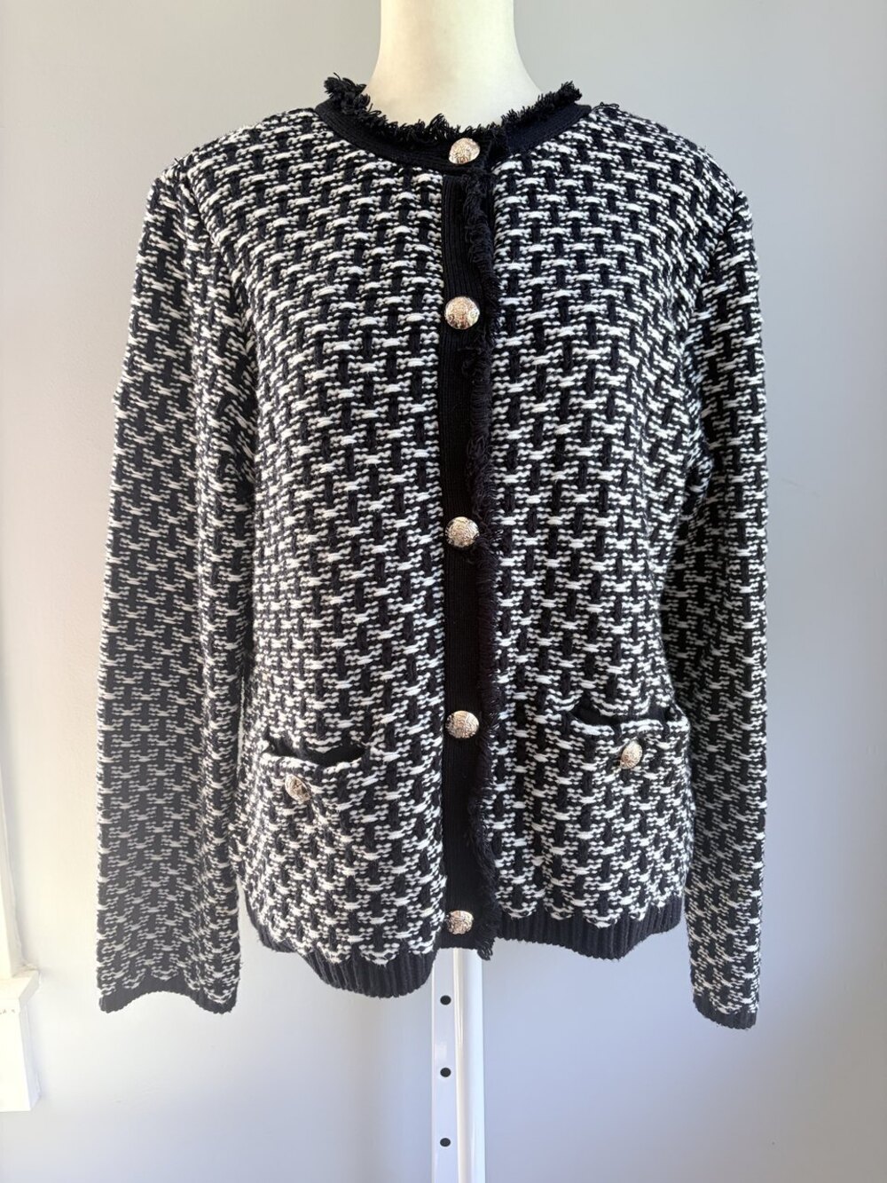 Tahari Tweed Knit Jacket Black Size L